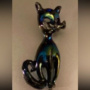 Vintage glass cat pin
